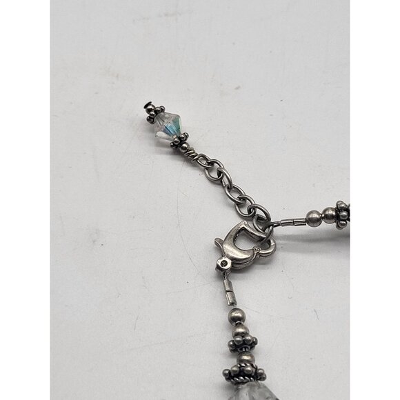 Chunky Asymmetrical Clear Quartz? Bracelet Sterling Silver 925 Heart Clasp - Picture 3 of 9